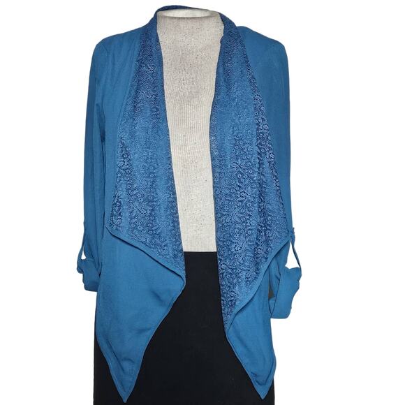 Blue Open Front Blouse Size Small - Picture 1 of 4